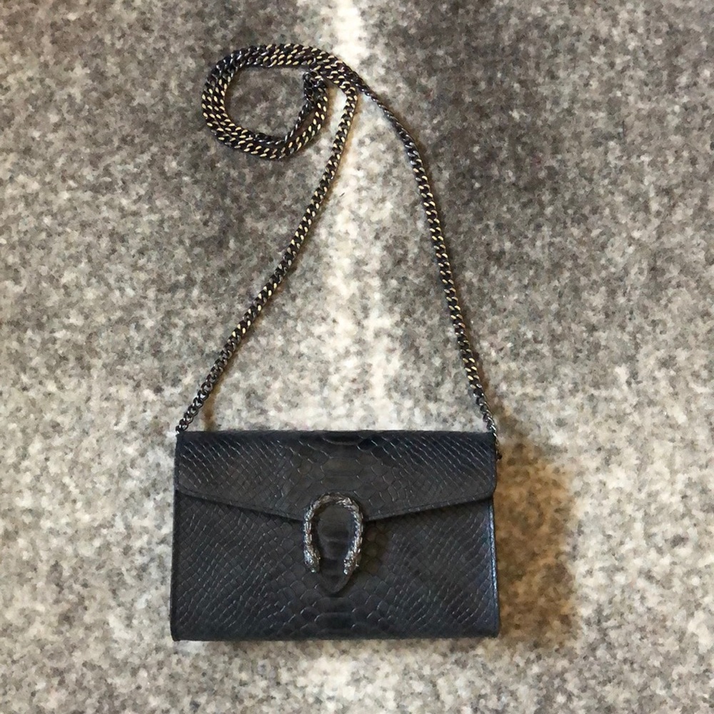 Black leather snake design purse